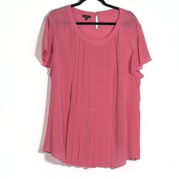 Talbots Tops - Talbots 100% Silk Blouse Top Sz 22W Pink Pleated Front Short Sleeve